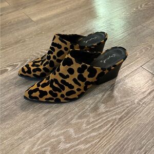 Qupid Faux Suede Animal Print Mule / Bootie - 7.5